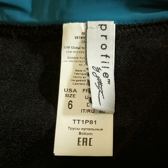 Profile By Gottex Tutti Frutti High Waist Ruched Bikini Bottom 6 Teal - Picture 5 of 7